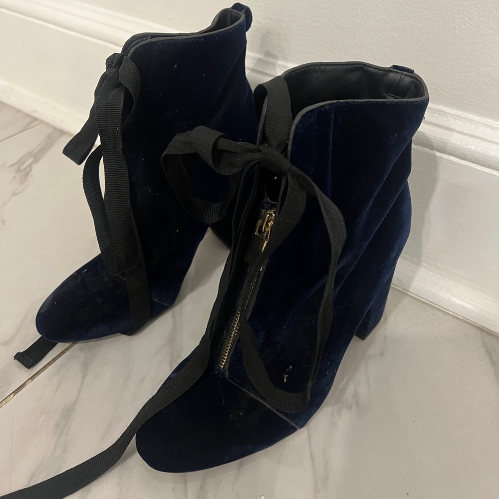 Zara Velvet Tie Booties
